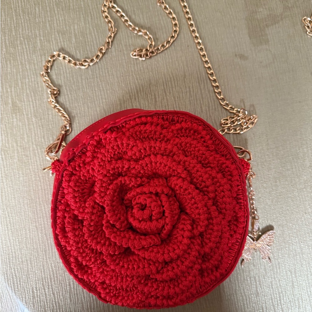 Red Crochet Floral Crossbody Bag - Unbranded - Picture 3 of 5